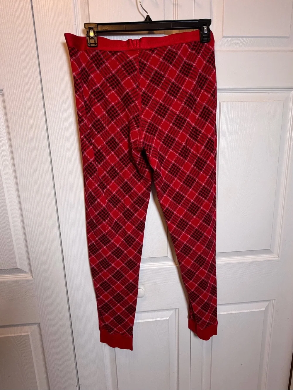 Victoria’s Secret Red Plaid Thermal Pajama Set XL Long Christmas Sleepwear